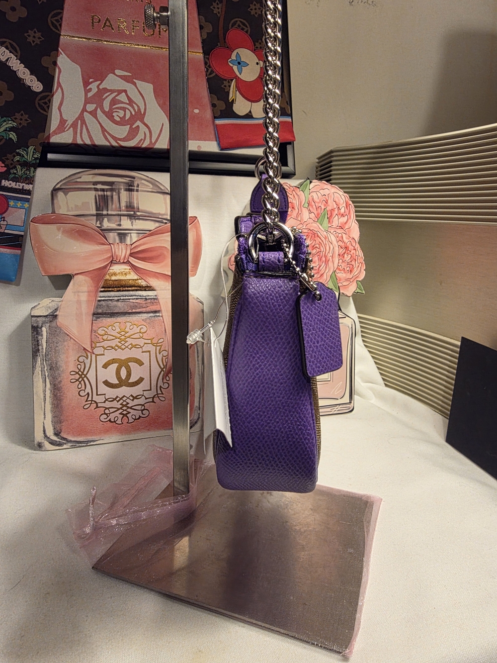 🔥LOW START🔥Coach Signature Canvas Wristlet with Purple Trim - Picture 7 of 10